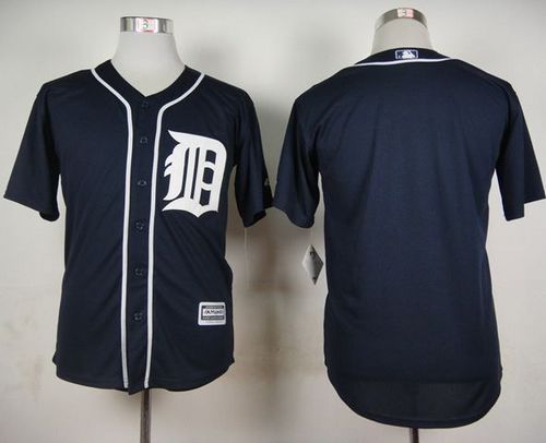 Tigers Blank Navy Blue Cool Base Stitched MLB Jersey - Click Image to Close
